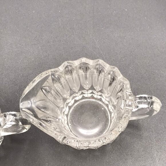 Vintage Indiana Glass Lotus Blossom Tulip Sugar Bowl & Creamer Set 1007 Clear - Picture 4 of 12